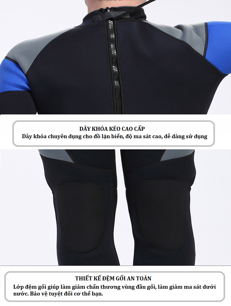 Quần áo lặn biển 3mm NAM 1026 giữ ấm, bộ đồ lặn thoáng khí, chống thầm nước cao cấp - POKI