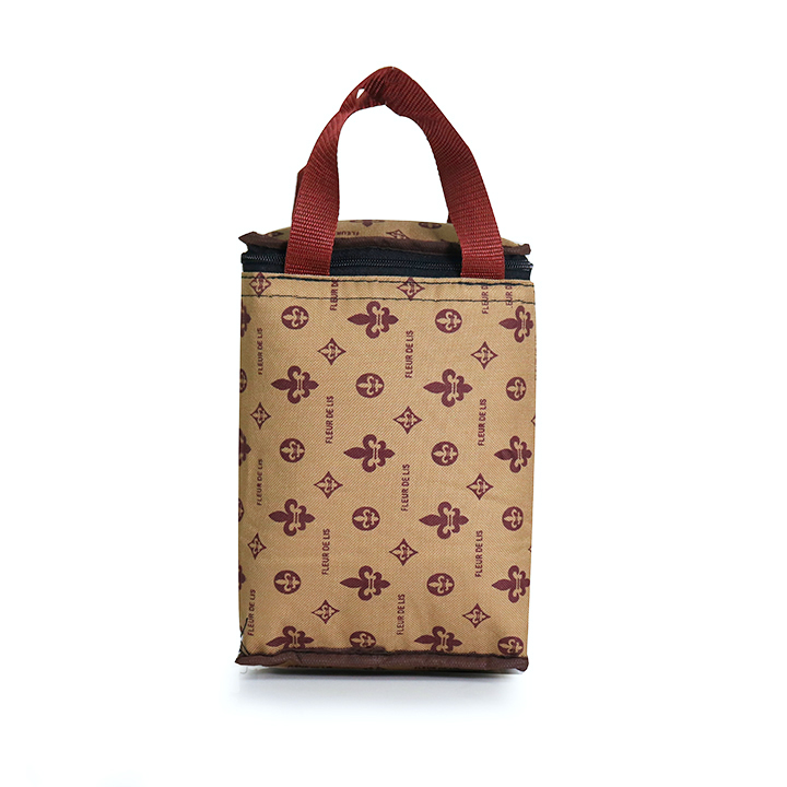 Túi giữ nhiệt kiểu đứng màu cà phê họa tiết