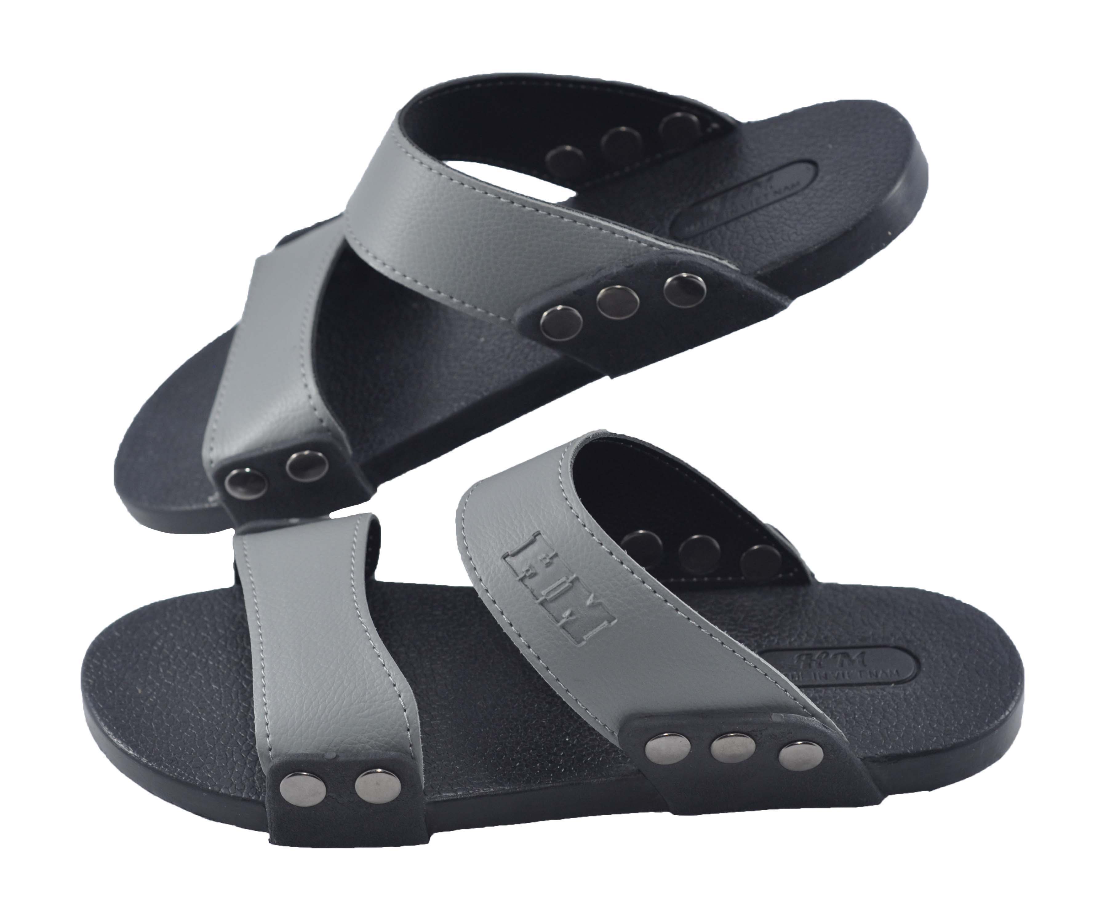 Dép nam da PU da cực mềm, êm chân, bền đẹp - TPU-71 ( Xám)