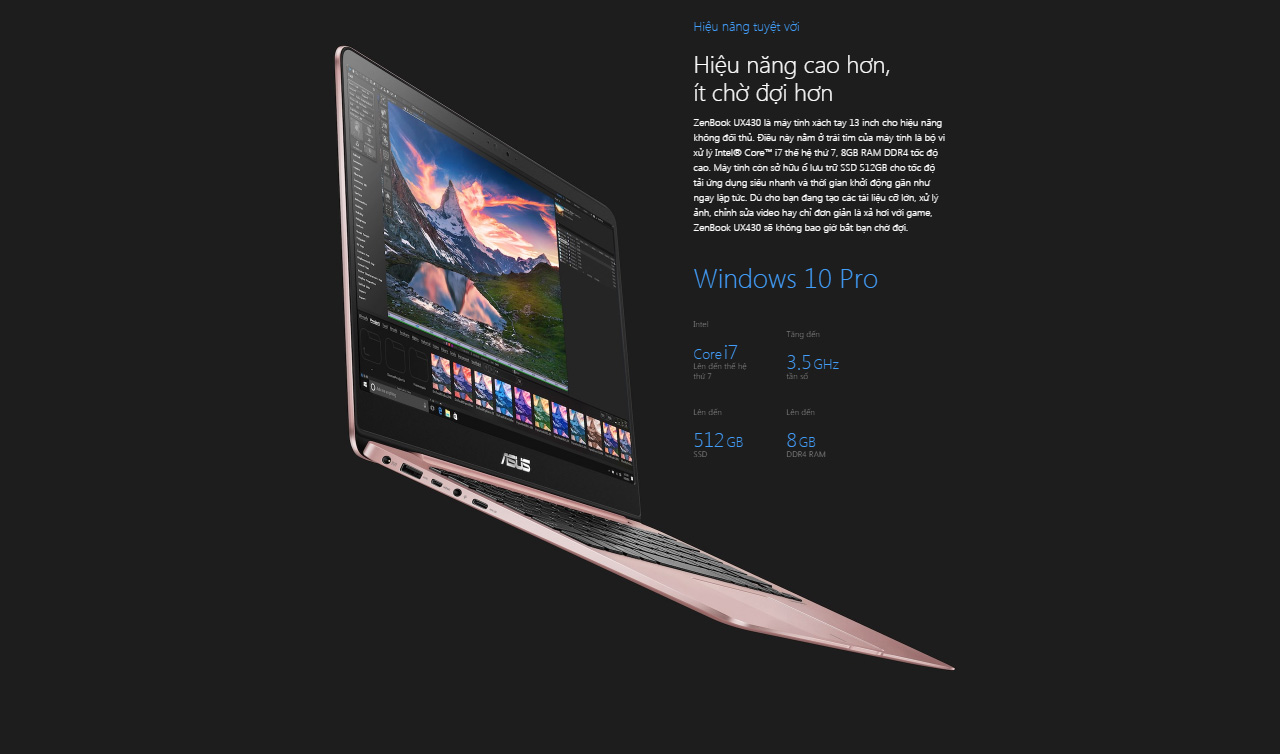 Laptop Asus ZenBook UX430UN-GV081T Core i5-8250U/Win 10 (14 inch) - Gold Metal - Hàng Chính Hãng