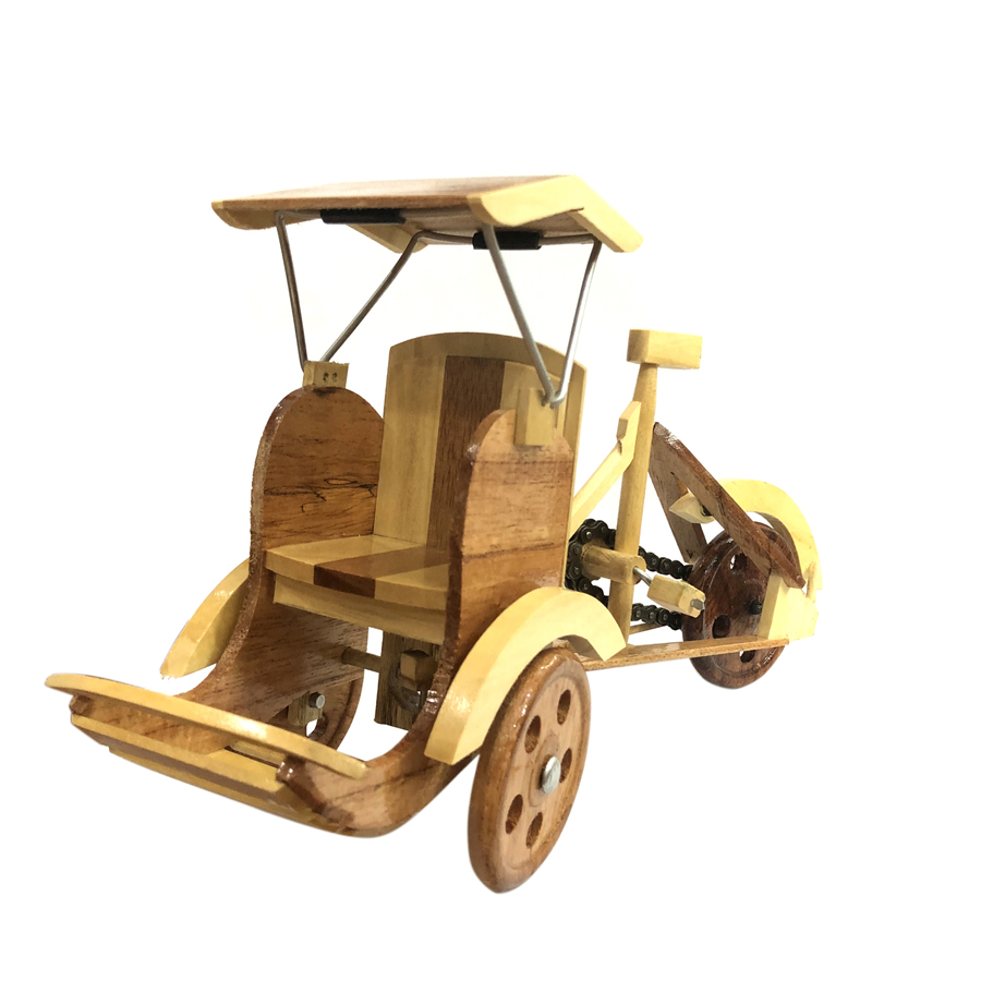 mô hình xe xích lô gỗ - size nhỏ 4
