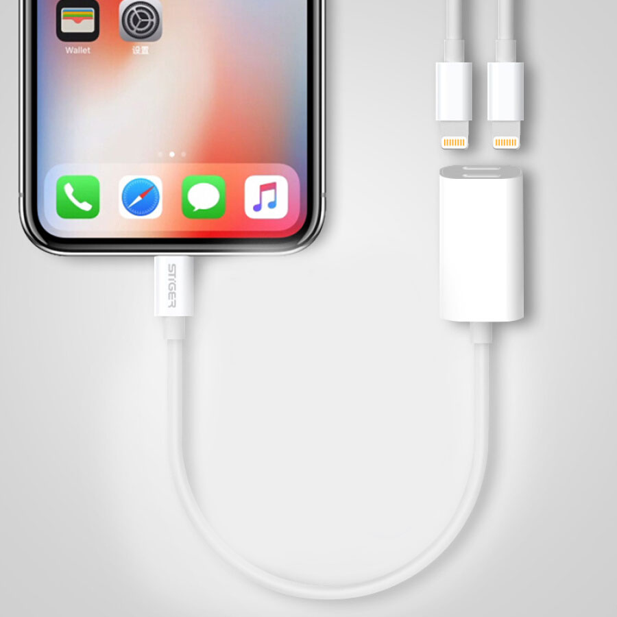 Cáp Chia Hai Cổng Tai Nghe Và Sạc Stirrup Cho Iphone 7/8/X  