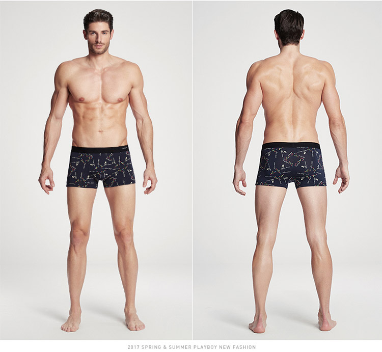 Quần boxer nam Playboy, combo 3 cái, màu đen, xanh, nâu, XL