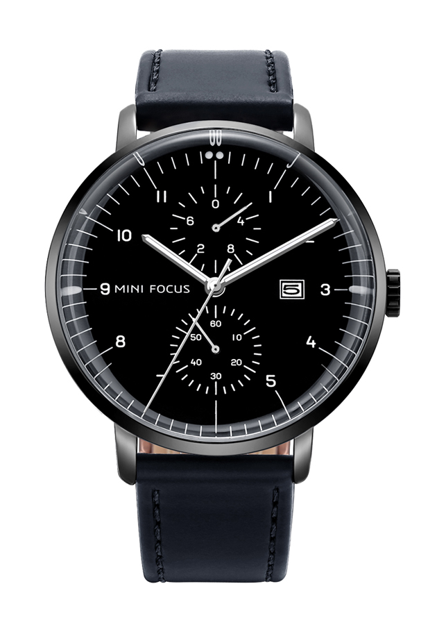 Đồng hồ nam Mini Focus 5 kim lịch ngày dây da cao cấp JS-MF052