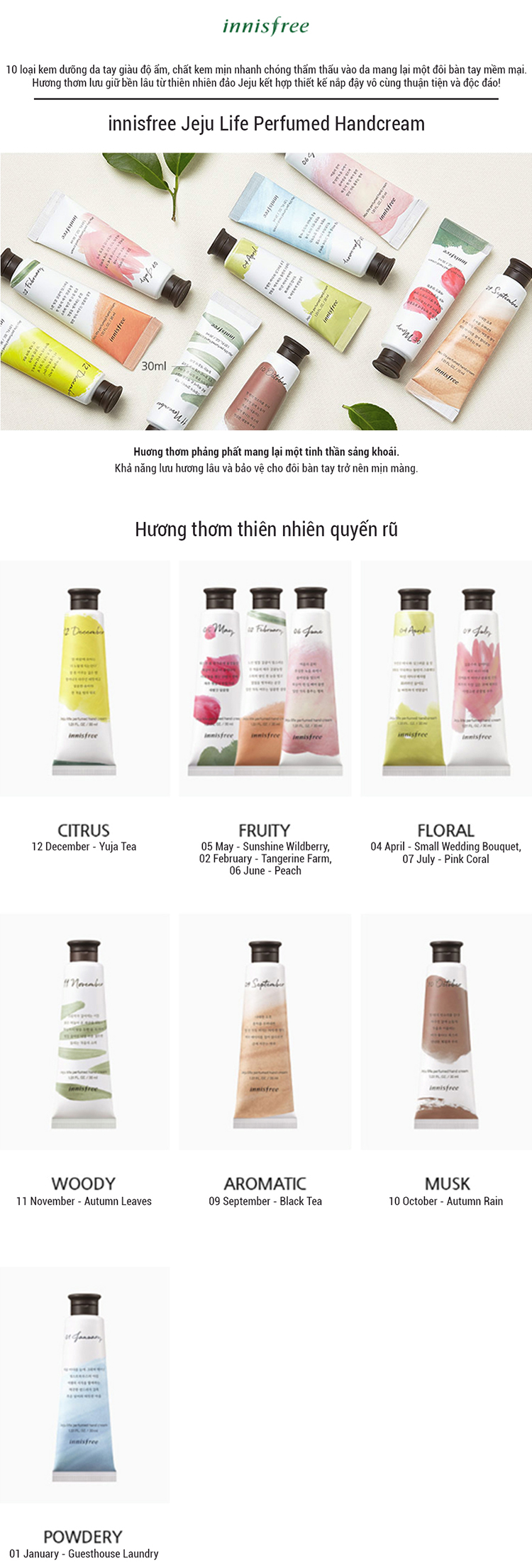 Kem Dưỡng Da Tay Innisfree Jeju Life Perfumed Hand Cream-Guest House Laundry (30ml)