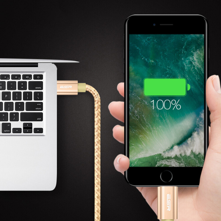 Cáp Sạc iPhone 1.5m 5s/ 6/ 6s/ 7/ 8 +/ X/ SE/ iPad Air/ Mini - (ESR) - Vàng