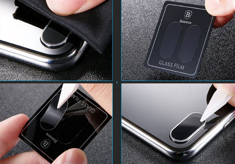 Combo 2 Miếng Kính Cường Lực Camera Baseus iPhone X - Hàng Chính Hãng