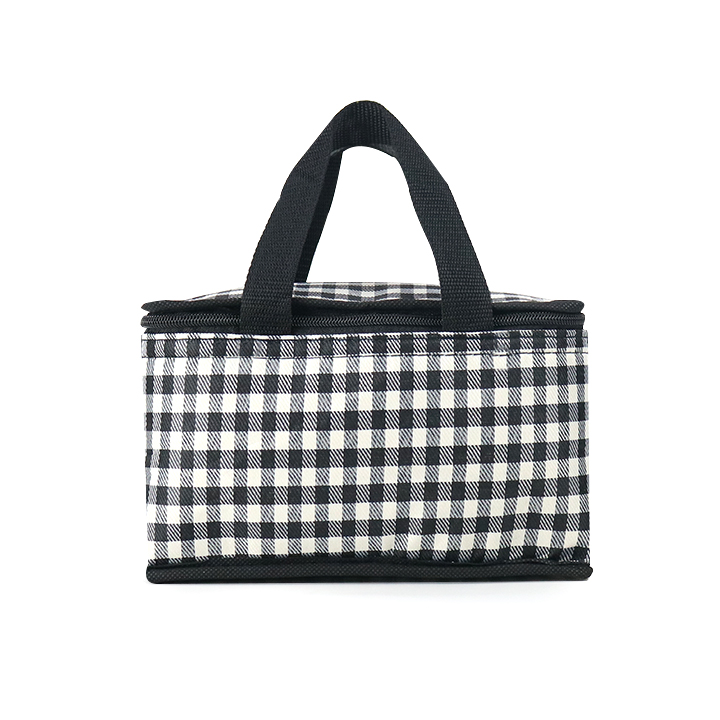 Túi giữ nhiệt kiểu ngang caro trắng đen