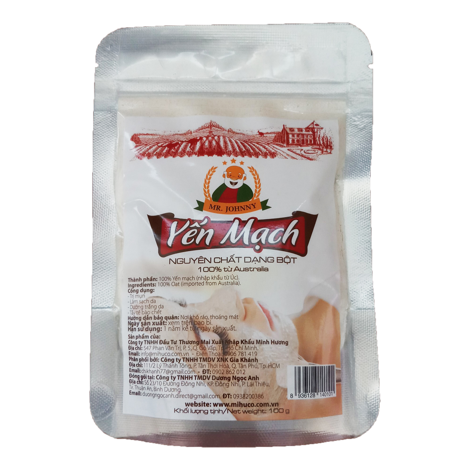Yến mạch nguyên chất dạng bột 100g - Mr johnny
