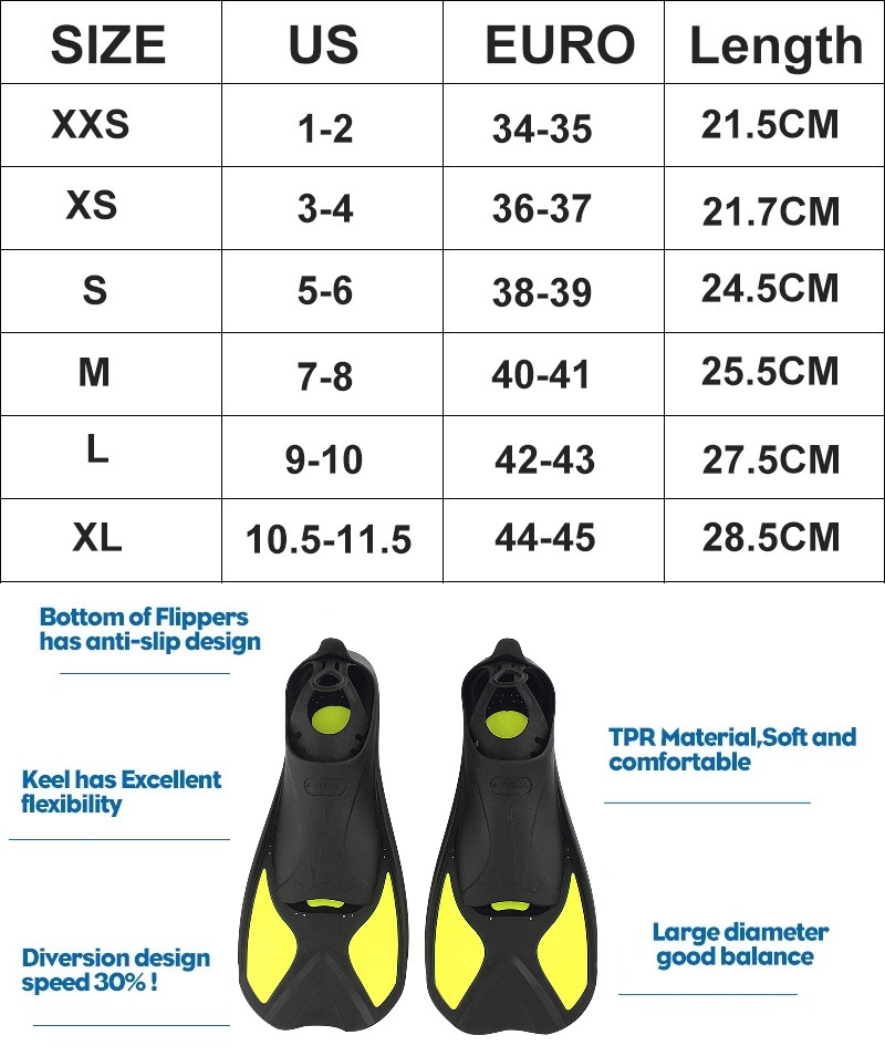 Chân nhái lặn biển 680 - YELLOW, chân vịt lặn biển, chất liệu silicone ôm chân cao cấp - POKI