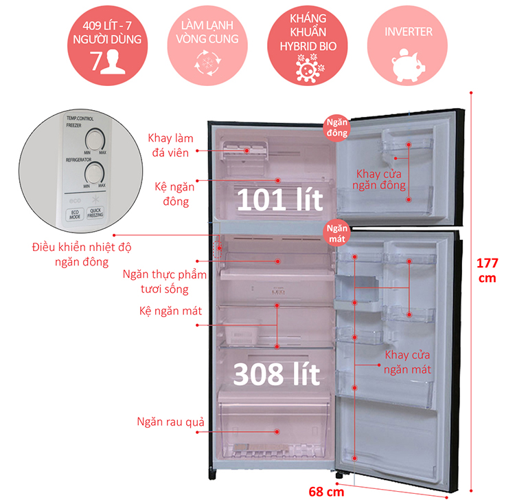 Tủ Lạnh Inverter Toshiba GR-TG46VPDZ-XG (409L)