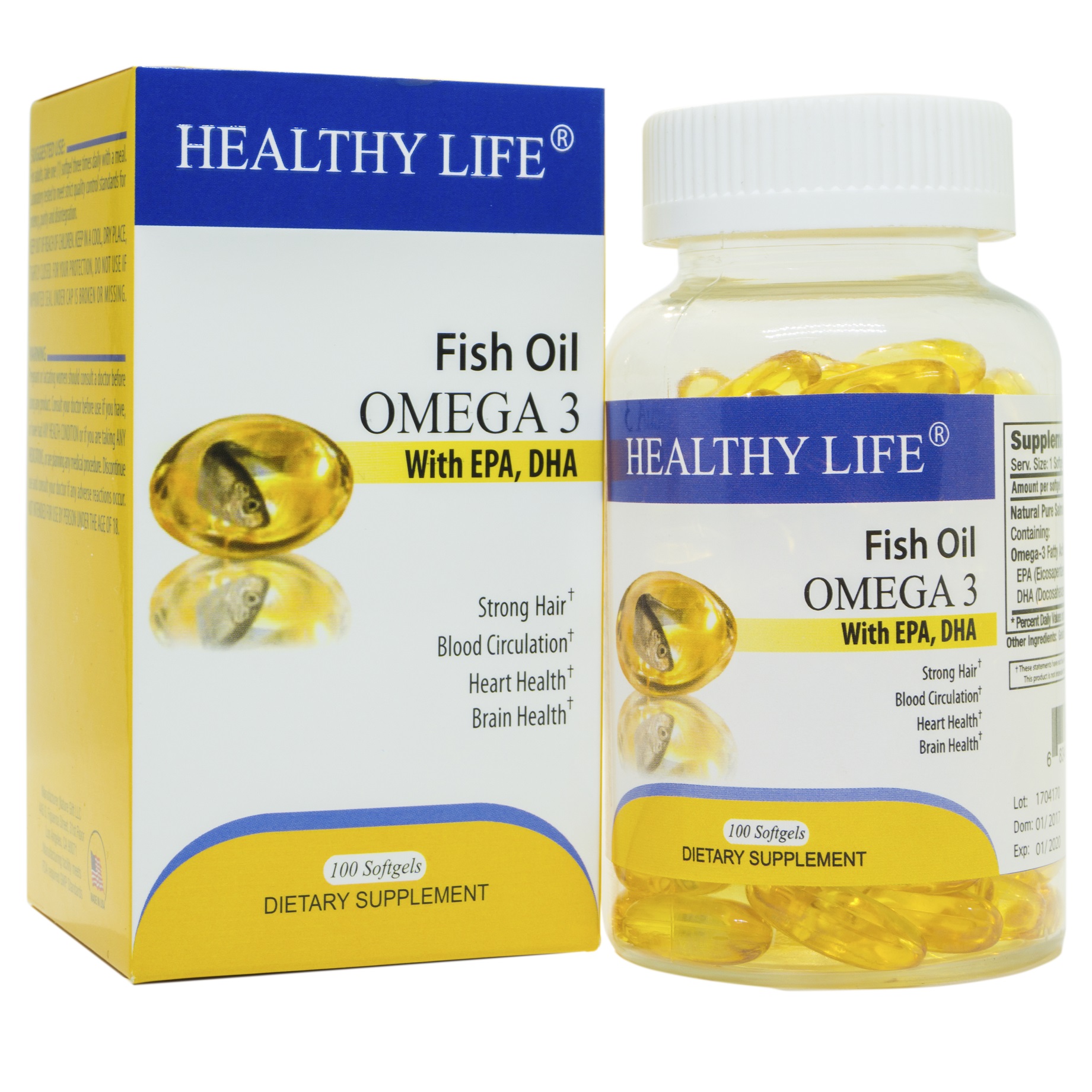 Thực phẩm bổ sung vitamin và omega Healthy Life Fish Oil Omega3 100 viên