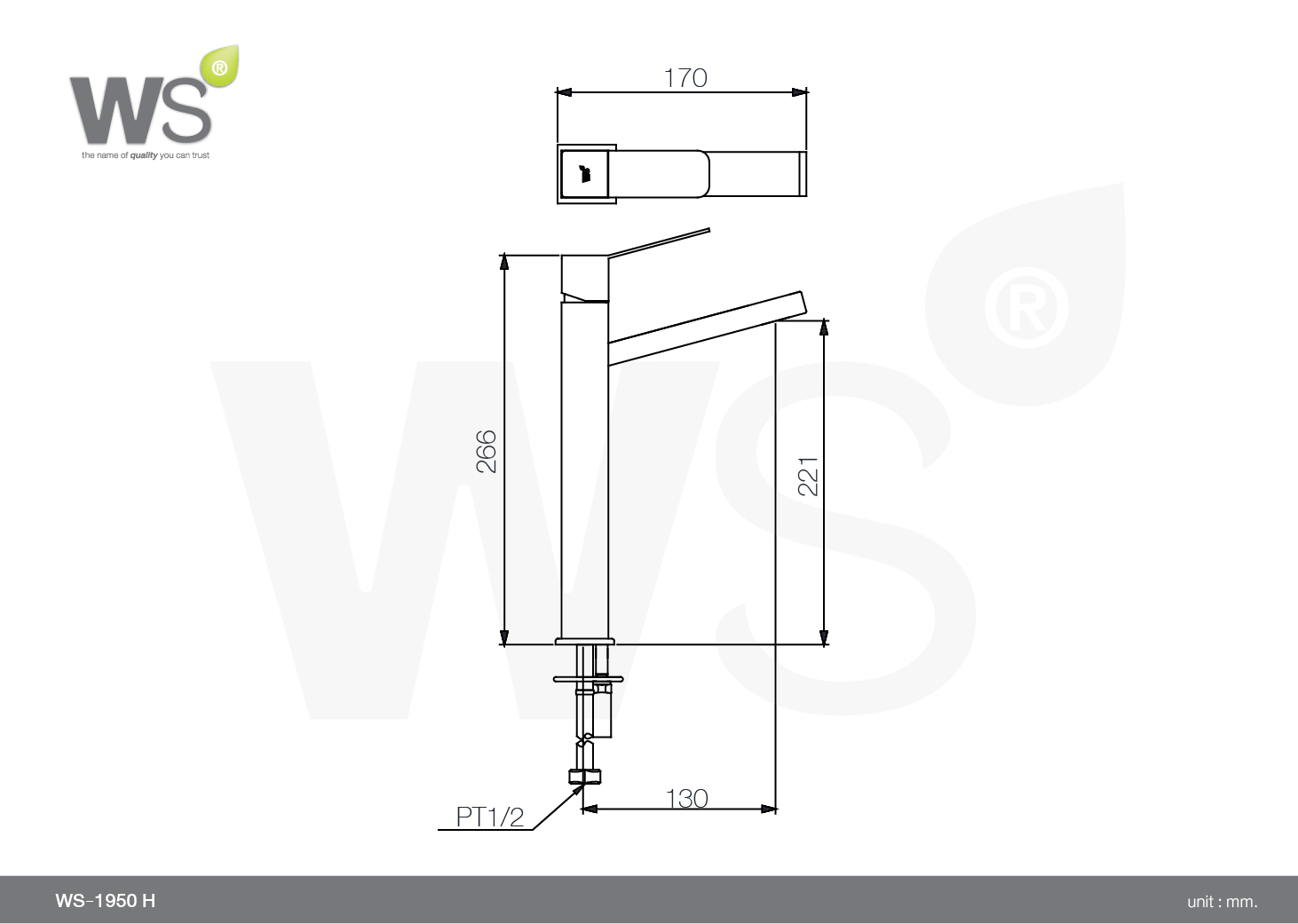 Vòi chậu nóng lạnh dạng cao - WS-1950H - INOX SUS 304