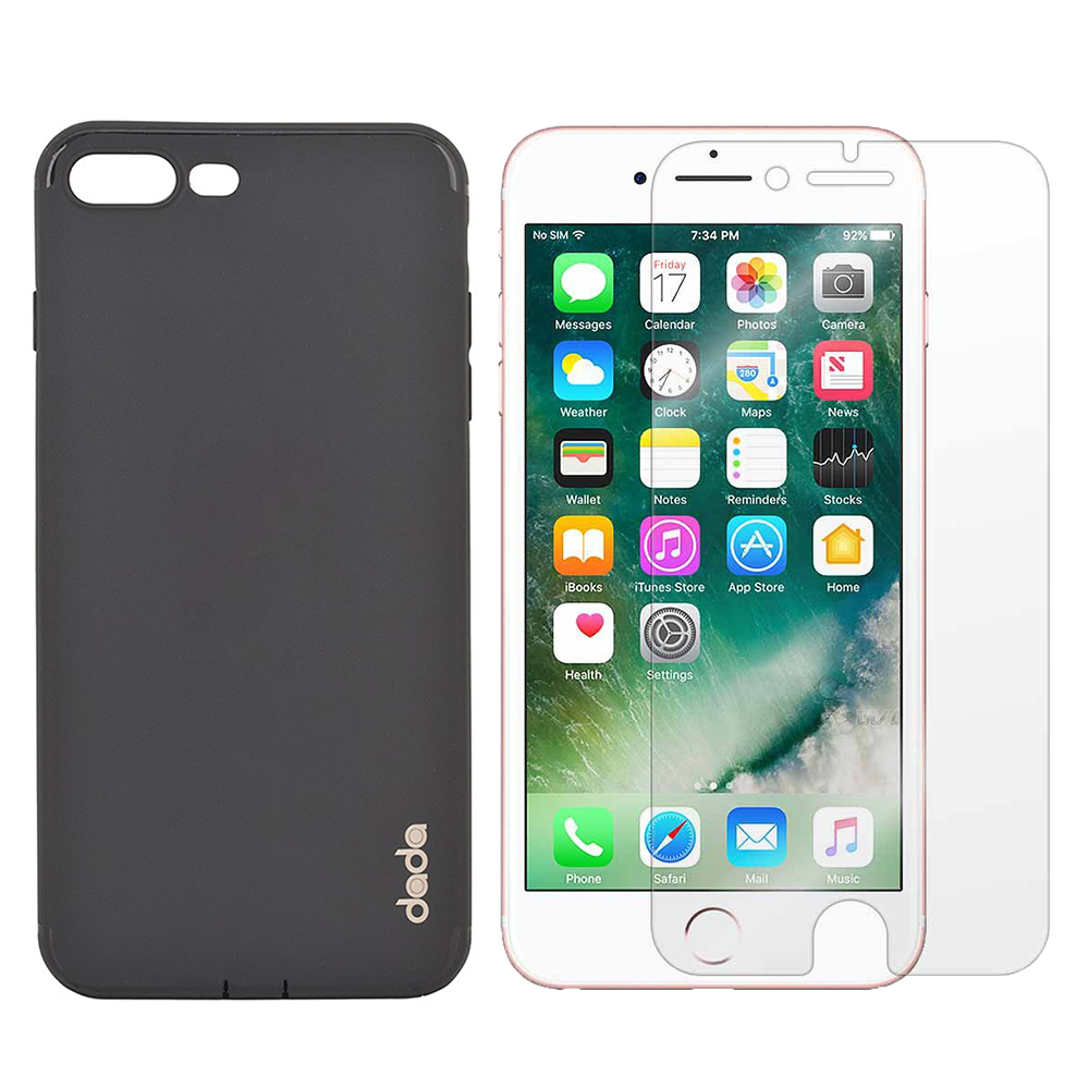 Bộ Kính cường lực Remax (Trong suốt) + Ốp Lưng Dẻo Dada Iphone 7 Plus/8 Plus