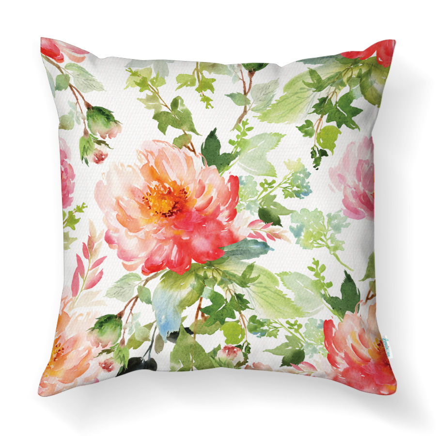 Gối Tựa Trang Trí LOVIN Hoa Mẫu Đơn Vẽ Tay Gv1072 Vải Canvas Cao Cấp