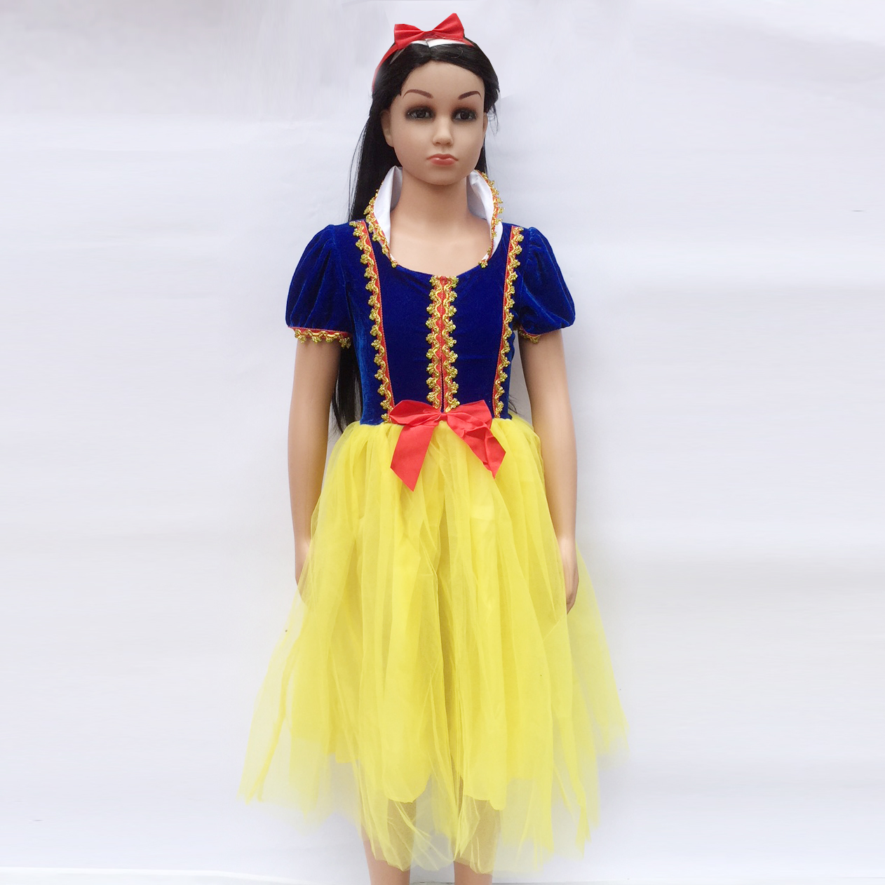 Bộ váy hóa trang công chúa Bạch Tuyết kèm bờm nơ đỏ cho dịp trung thu, halloween