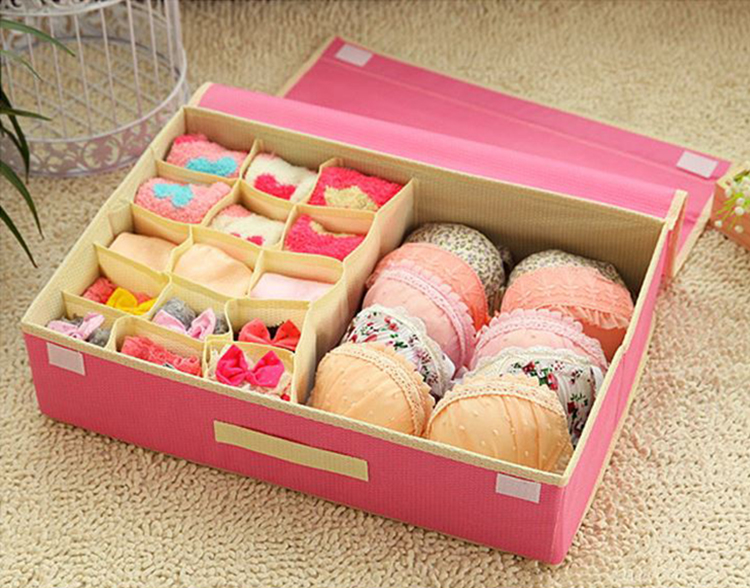 Hộp Đựng Đồ Lót 16 Ngăn Khung Cứng Có Nắp Đậy