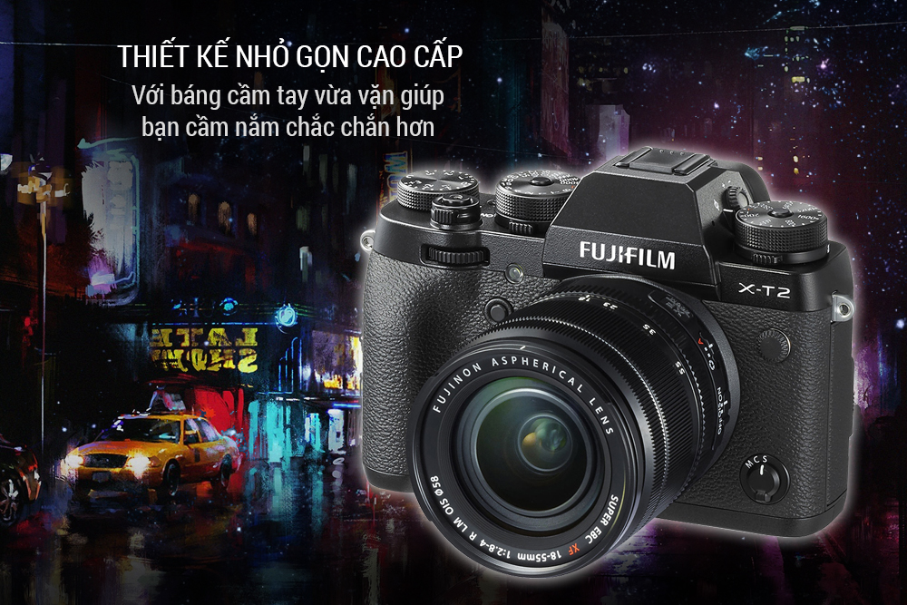 Máy Ảnh Fujifilm X-T2 (24.3MP) + Lens 18-55mm - Đen - Hàng Chính Hãng