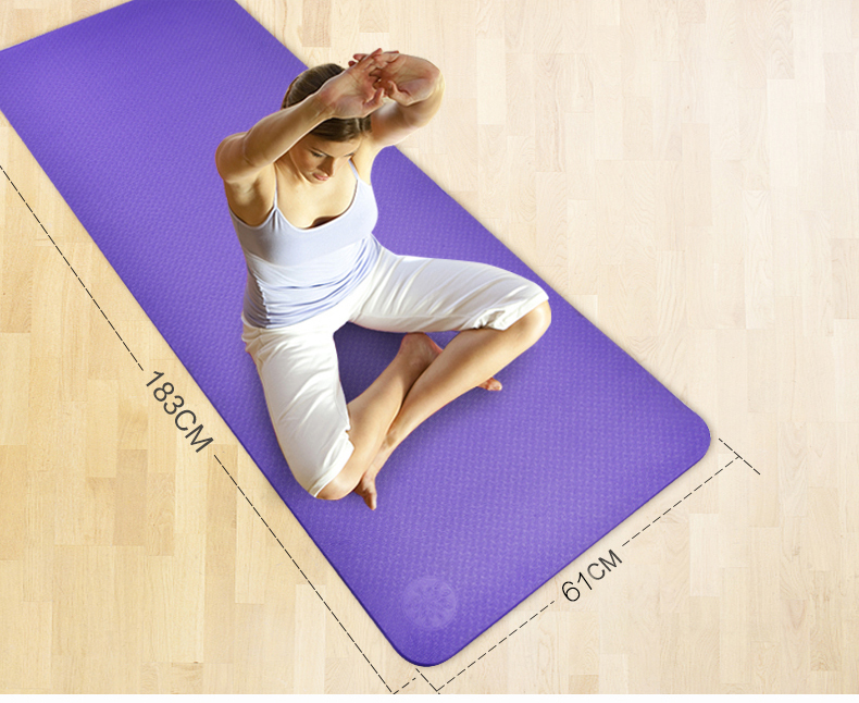 Thảm tập yoga TPE 1 lớp 8mm (Xanh tím) + Tặng túi đựng thảm và dây buộc thảm