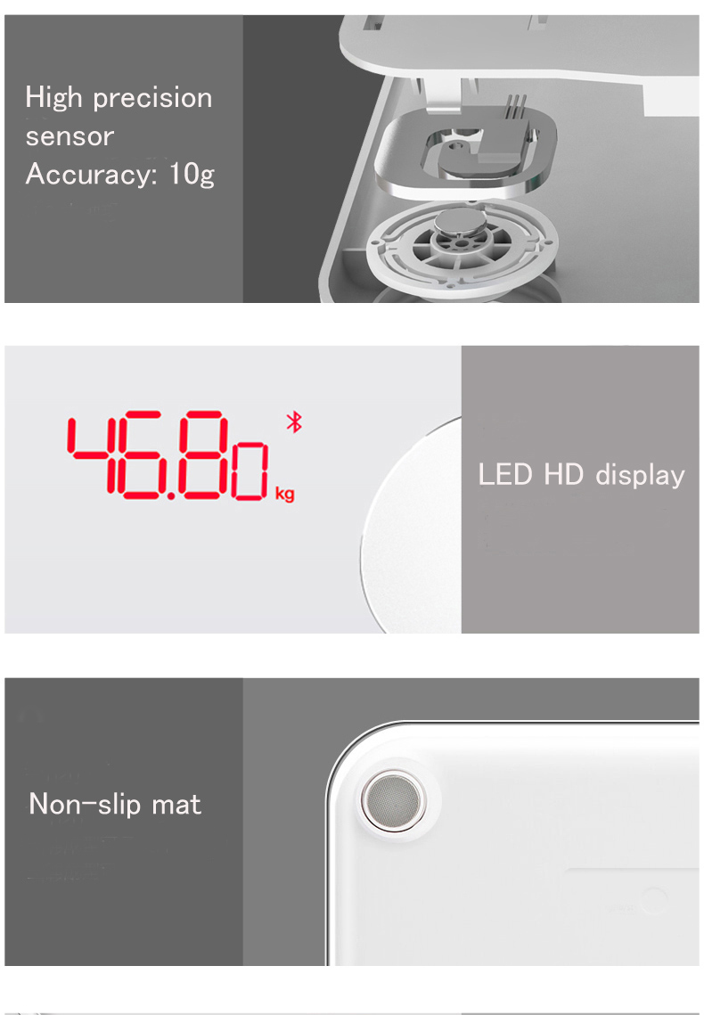 Cân Điện Tử Đo Lượng Mỡ Cơ Thể ICOMON i9u Có Cổng USB Điều Khiển Bằng Bluetooth và Ứng Dụng Trên iOS, Android - Trắng