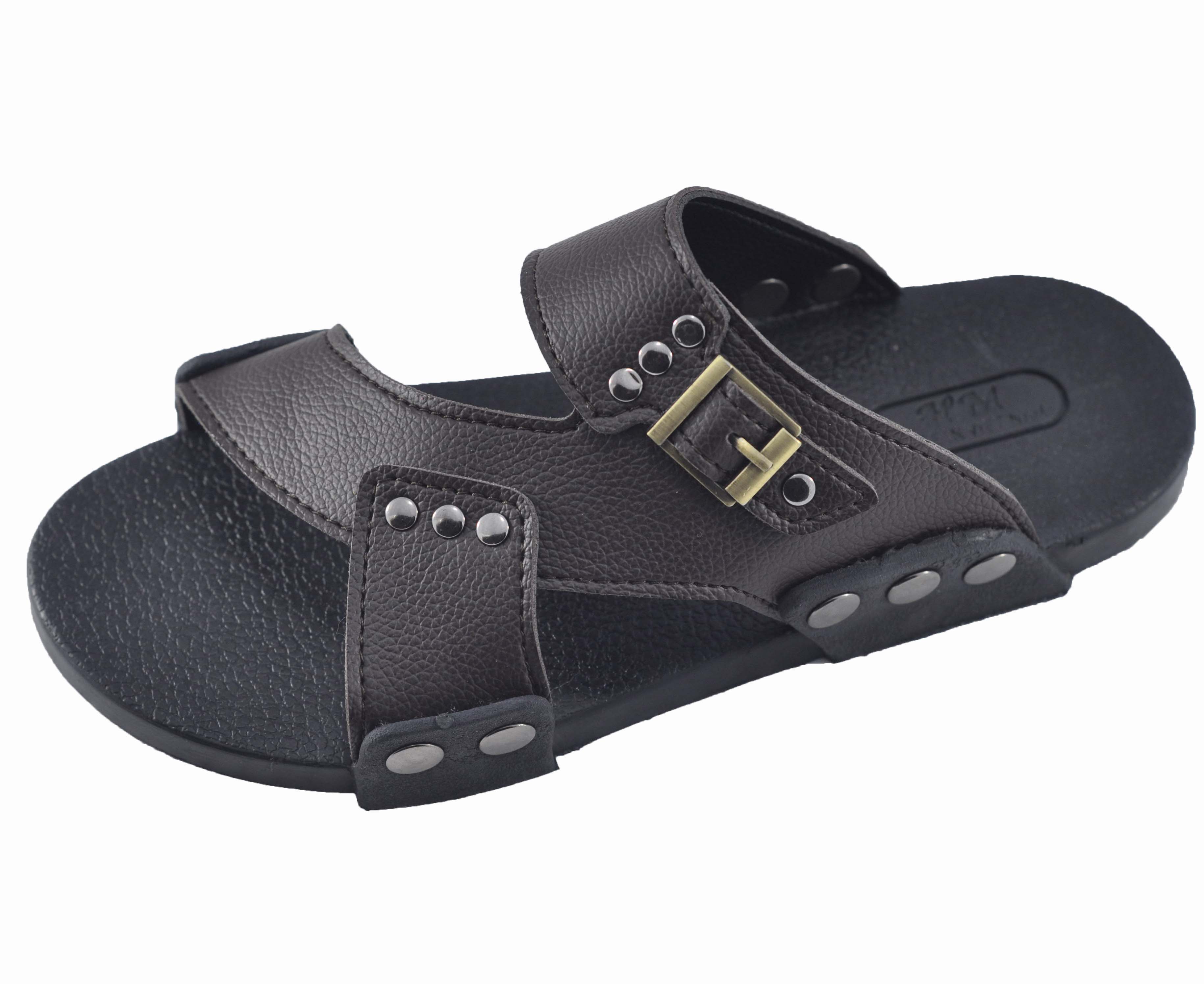 Dép cao su nam da PU quai chéo - TPU-83 (Nâu)