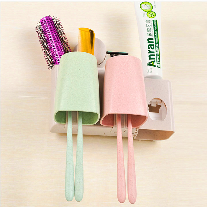 Kệ treo bàn chải và lấy kem tự động 2 cốc cao cấp