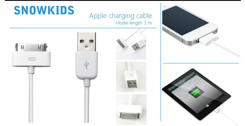 Cáp Sạc/ Chuyển Đổi Dữ Liệu Cho Các thiết Bị Apple Snowkids 30- Trắng