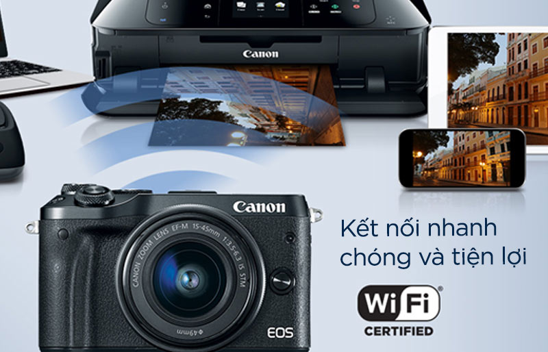 Máy Ảnh Kĩ Thuật Số Mini Canon EOS M6 (15-45) - Bạc