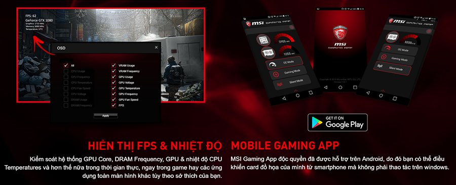 Card Màn Hình VGA MSI GTX 1060 GAMING X 6GB 192BIT 2 Fan 8-Pin DP HDMI DVI - Hàng Chính Hãng