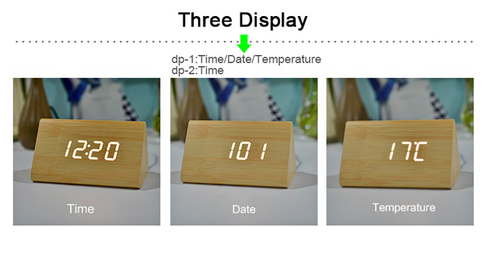 Đồng Hồ Gỗ Báo Thức (Wood LED Digital Desk Alarm)