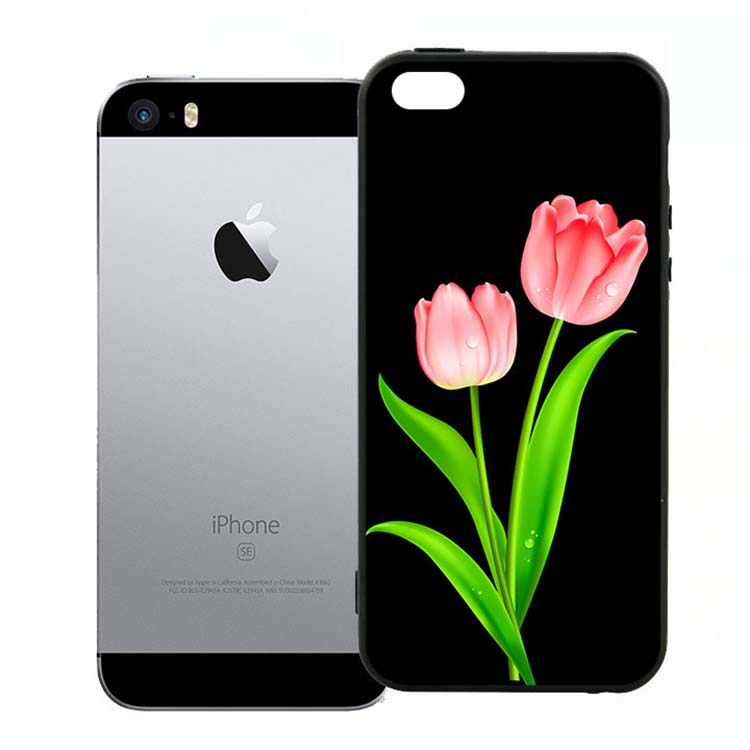 Ốp Lưng Viền TPU Cao Cấp Dành Cho iPhone 5/5s - Hoa Tulip 01