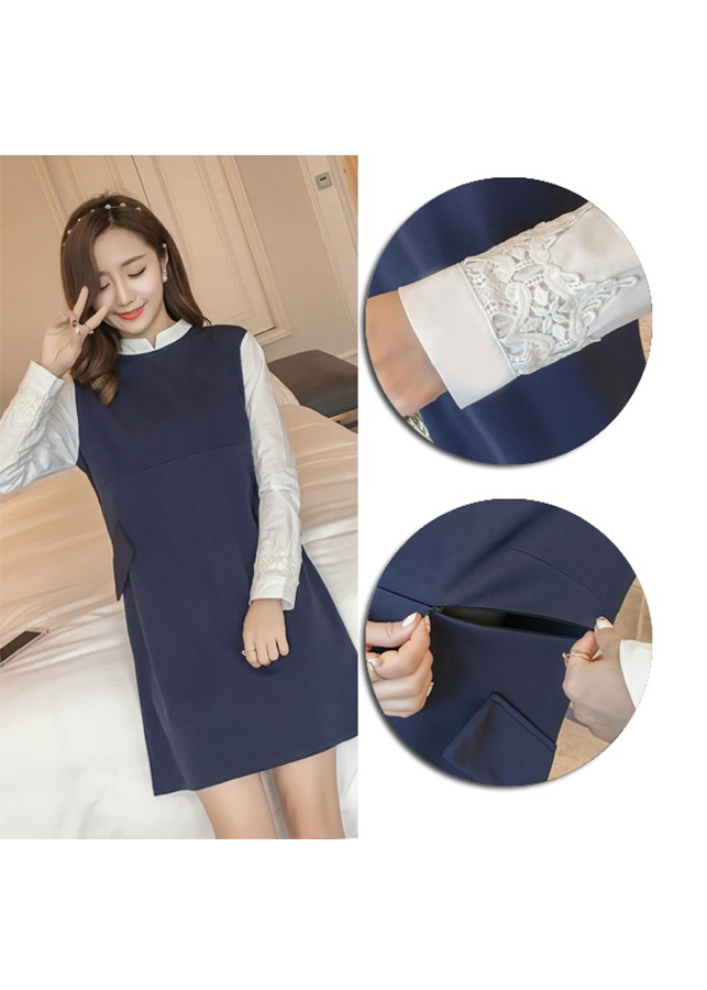 Đầm bầu công sở dáng suông có khóa db29