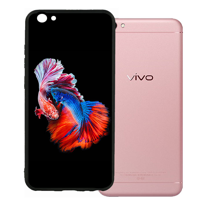 Ốp lưng viền TPU cao cấp cho Vivo V5 - Fish Couple