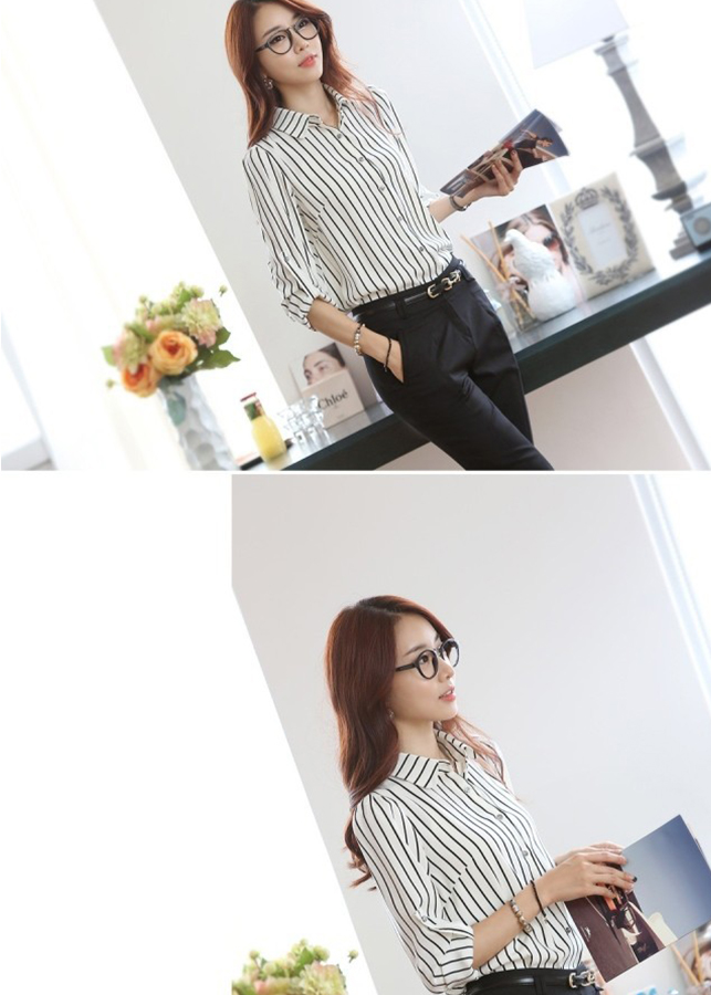 Sơ mi nữ sọc kẻ sm04