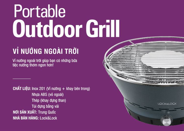 Bếp Nướng Than Portable Outdoor Grill Lock&Lock EJG441