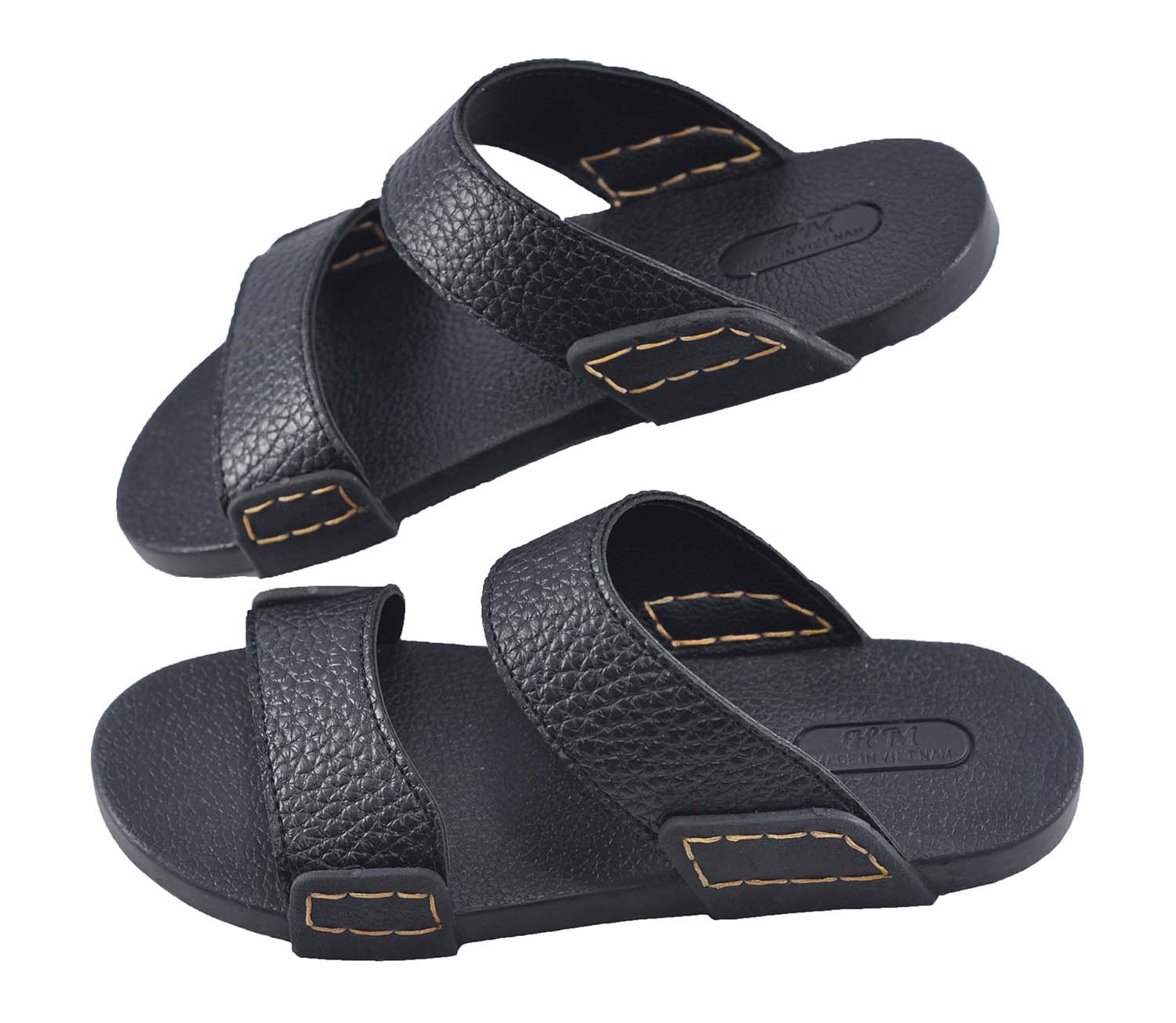 Dép quai ngang nam da PU êm chân cao cấp - TPUC-51 ( Đen)