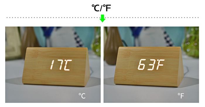 Đồng Hồ Gỗ Báo Thức (Wood LED Digital Desk Alarm)