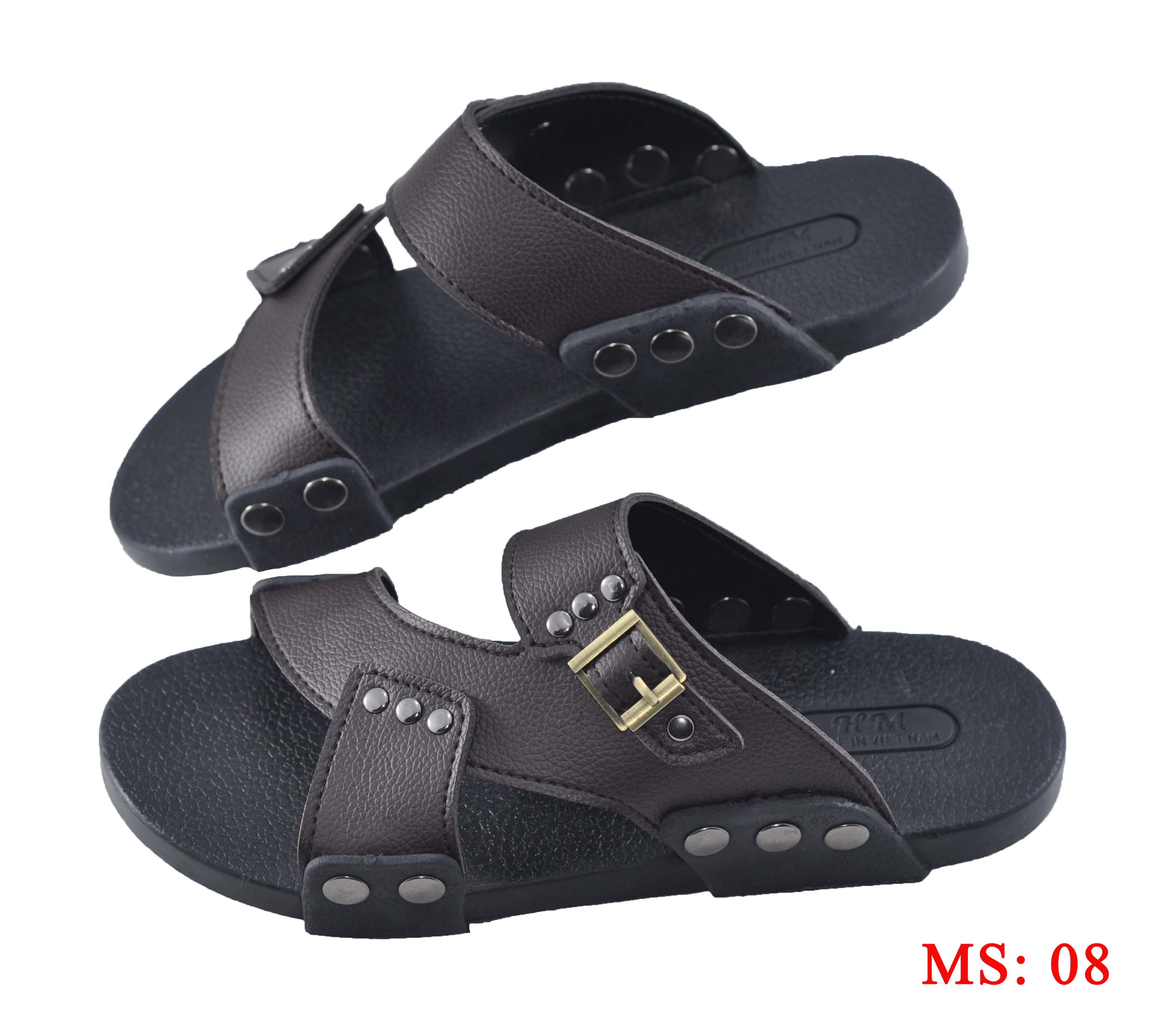 Dép cao su nam da PU quai chéo - TPU-83 (Nâu)