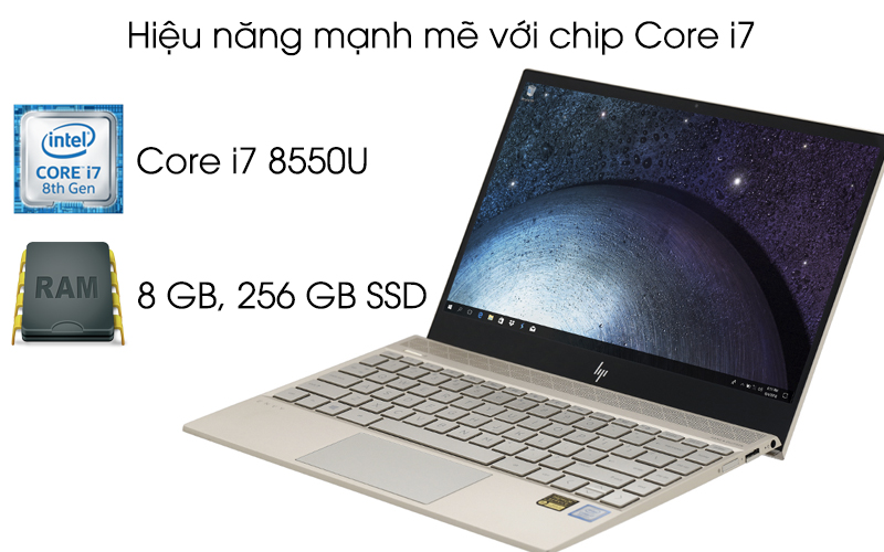 Laptop HP Envy 13-ah0027TU 4ME94PA Core i7-8550U/Win10 (13.3 inch) - Gold - Hàng Chính Hãng
