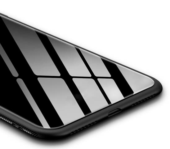 Ốp Iphone 7/8Plus + Viền Silicon, Mặt Kính Phía Sau - STRYFER - Đen