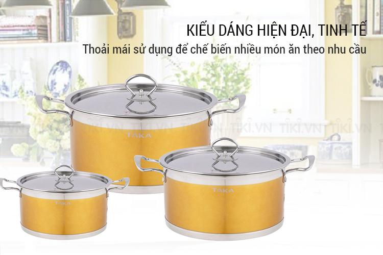 Bộ Nồi Inox Taka TKC03B (16 - 20 - 24cm)
