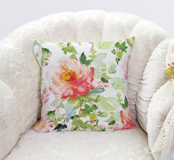 Gối Tựa Trang Trí LOVIN Hoa Mẫu Đơn Vẽ Tay Gv1072 Vải Canvas Cao Cấp