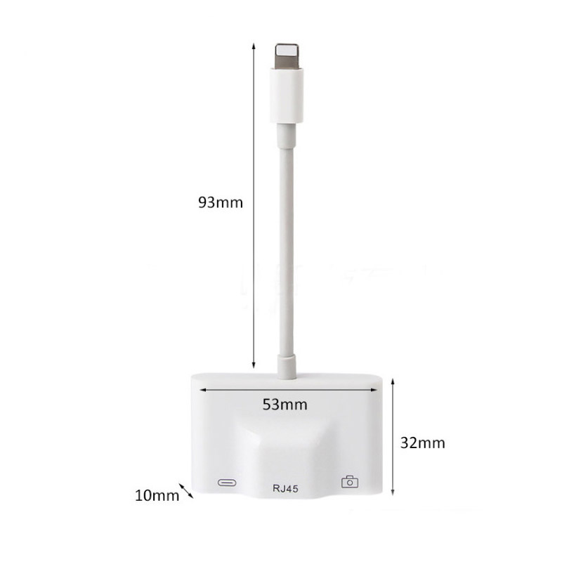 Adapter Lightning Ethernet cổng Lan RJ45 và Hub USB (kết nối bàn phím rời và OTG ) cho iPhone/ iPad