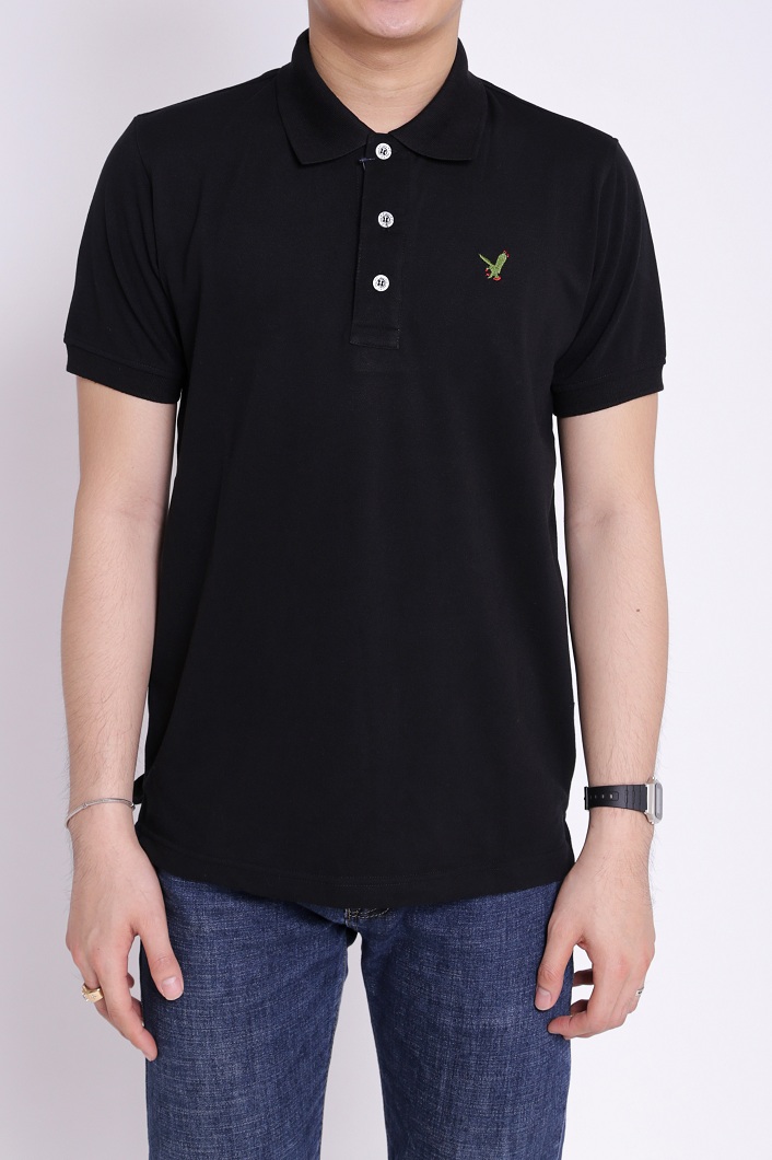 Áo thun nam polo cá sấu cao cấp cotton Pious AT02 đen