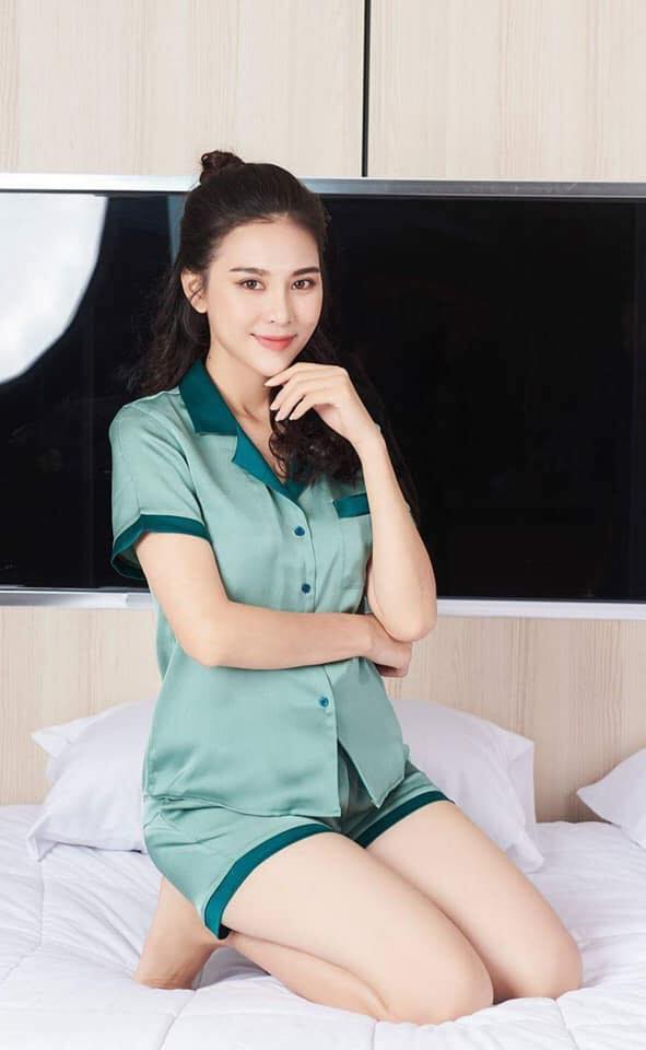 Bộ Ngắn Satin Lụa Mặc Nhà Pijama Thái (Free Size) Vải Satin Lụa Pijama1807 - Hồng phối nâu