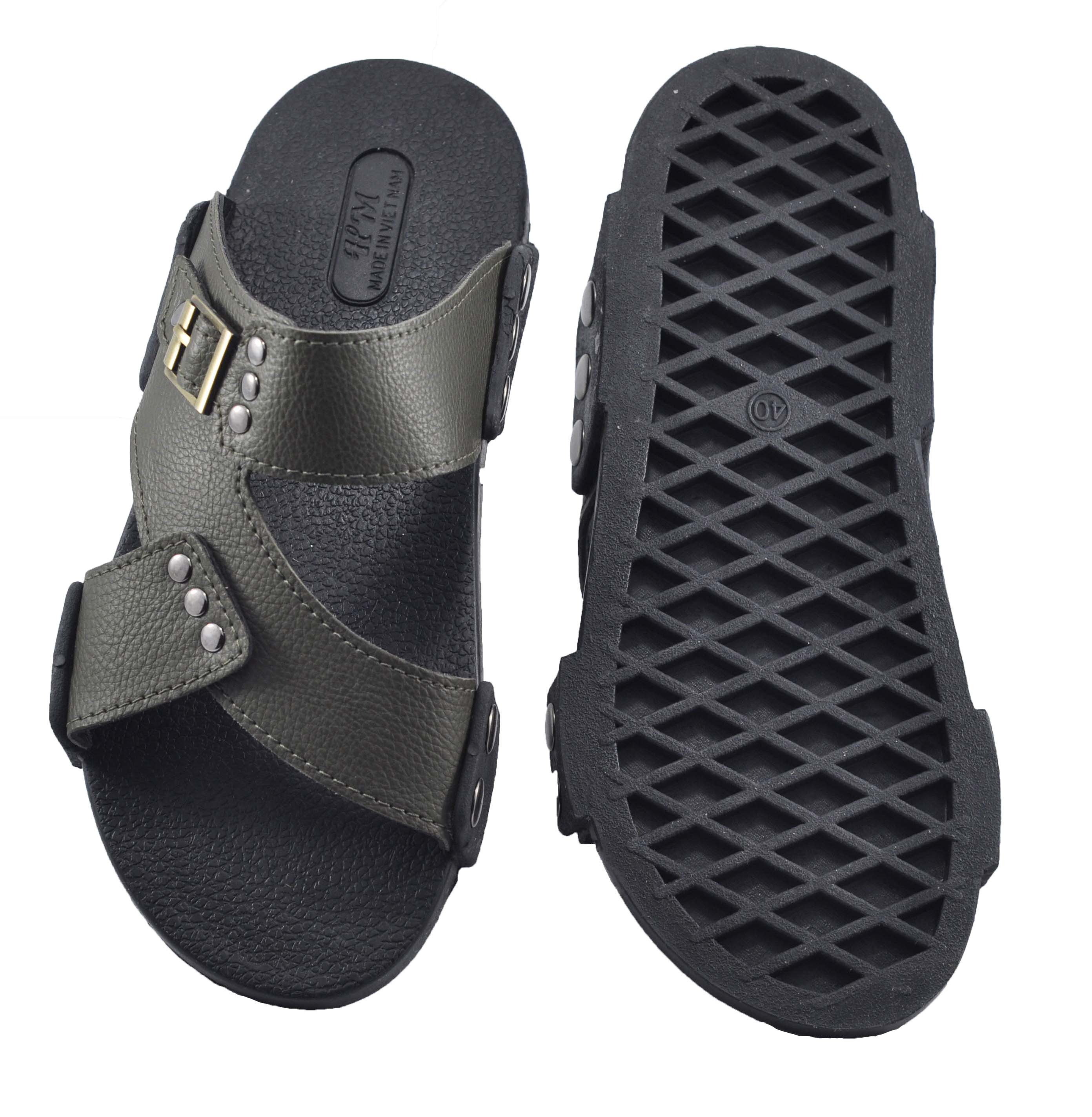 Dép nam da PU mềm êm chân - TPU-63 (Xanh rêu)