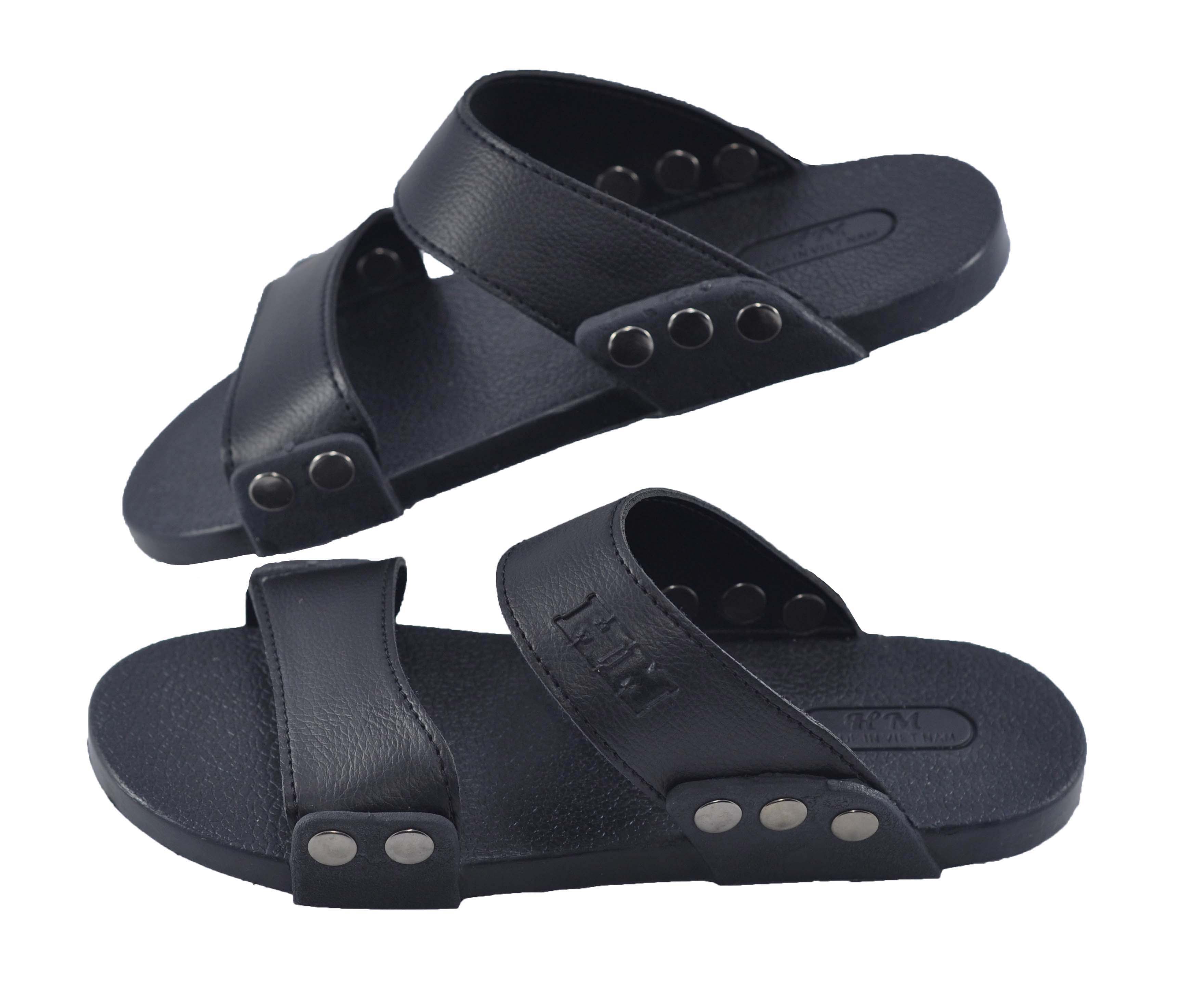 Dép nam da PU cao cấp chất lượng cao HM - TPU-11 ( Đen)