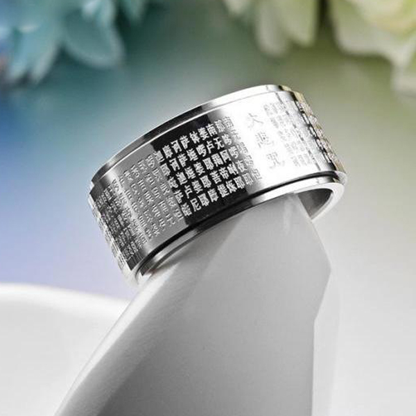 Nhẫn xoay thần chú Đại Bi INOX vĩnh viễn không đen
