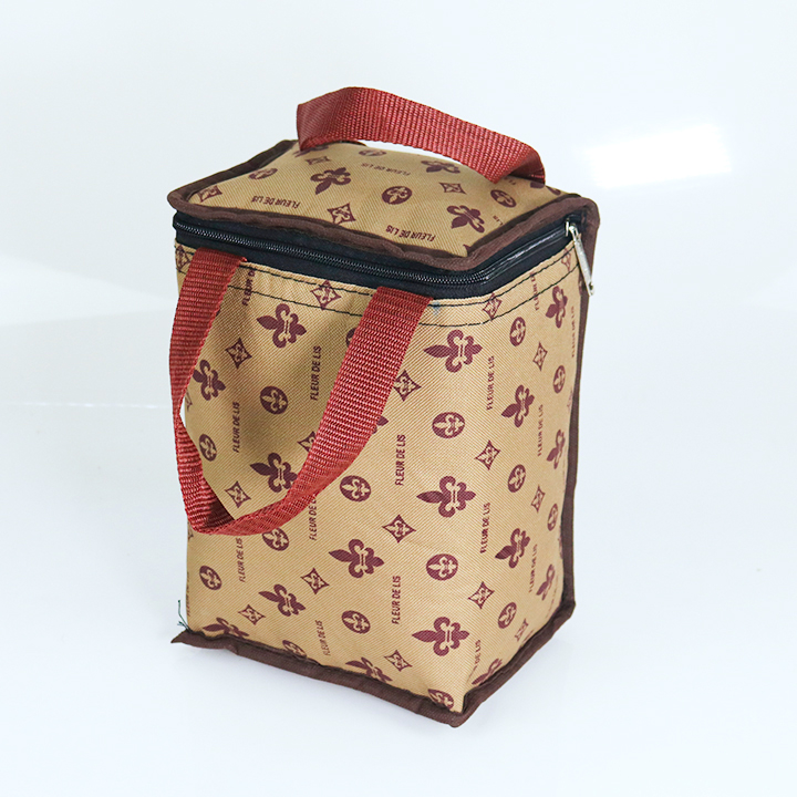 Túi giữ nhiệt kiểu đứng màu cà phê họa tiết