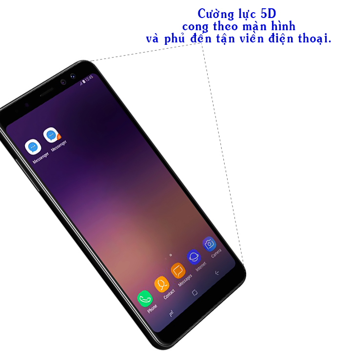 Kính Cường Lực Full Màn Hình 5D Cho Samsung Galaxy A8 Plus 2018 - Màu Đen